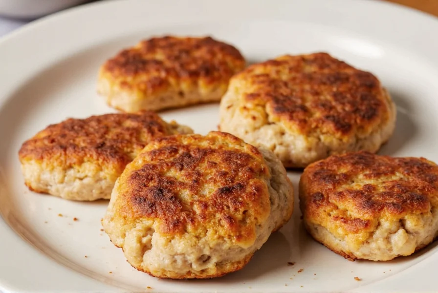 Plated chicken sausage patties with herbs