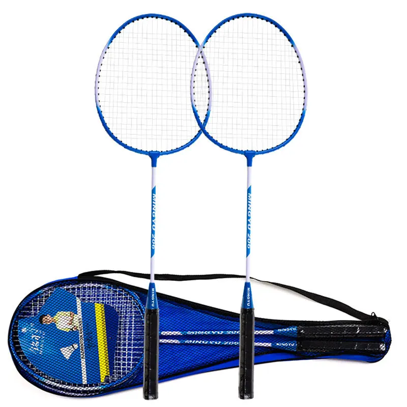 

High Quality 2 Piece Professional Badminton Racket Set Double Badminton Racket Iron Alloy Lightest Play Badminton, Red,blue,purple