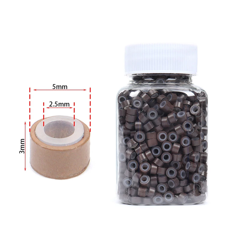 

Yaeshii 5.0mm Aluminium Micro ring Silicone lined Links Beads tube for Hair Extension Tool, Black brown blonde