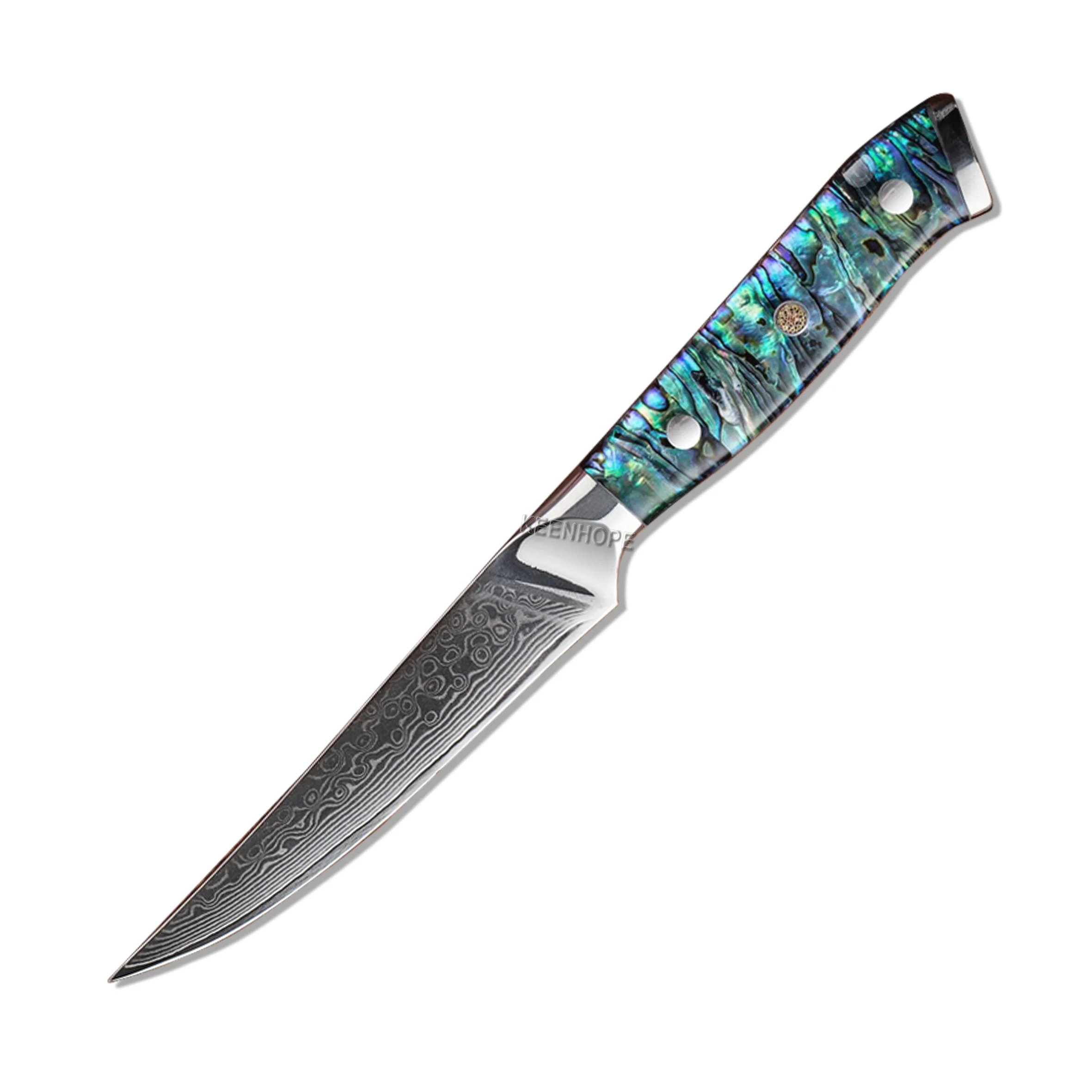 

4.5 inch Steak Knife Damascus Kitchen Knife 67 Layers Damascus Steel with Abalone Shell Handle