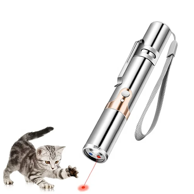 

Amazon 5 Modes Red Light Pointer Laser Cat Toy Stick Playing Training Chaser Interactive Laser Cat Toy Electric, Silver