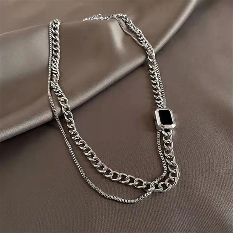 

collar de Hip hop new handsome black gem necklaces men fashion personality trend cool temperament jewelry necklaces