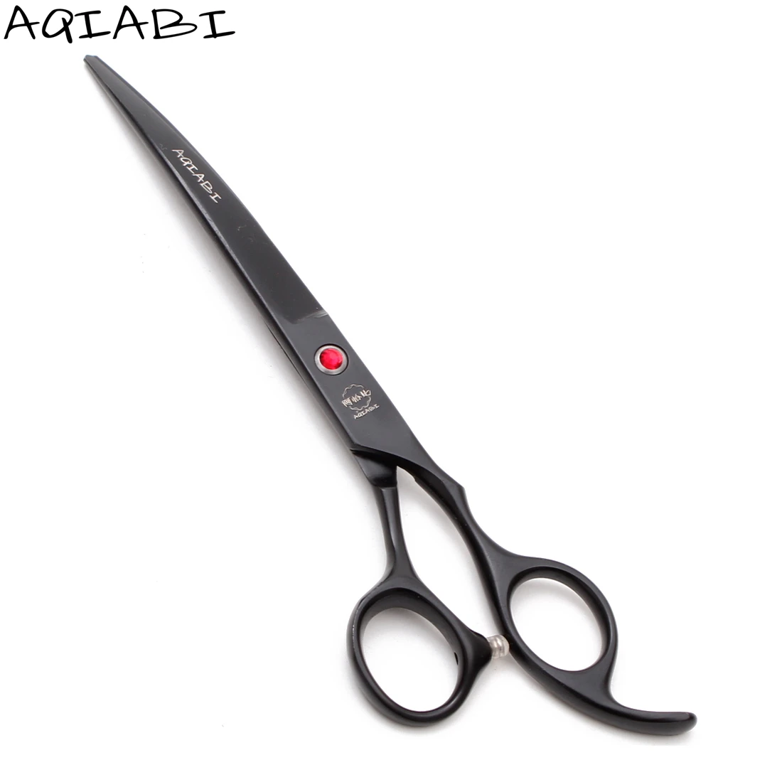 

Dog Curved Scissors 7" AQIABI JP Stainless Pet Scissors Down Curved Shears Dog Scissors Pink Color A4103, Red handle