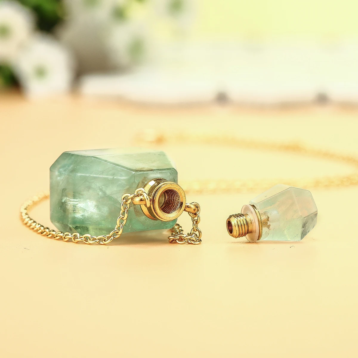 

Stone crystal necklace real quartz perfume pendant, Different color is available