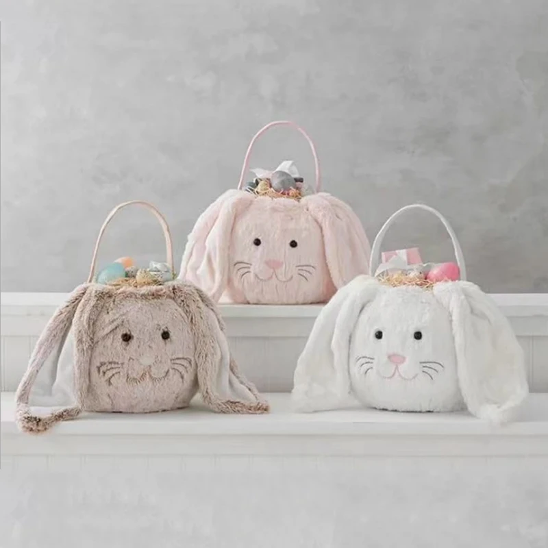 

Plush Easter Bunny Egg Bag Hot Sale Mongram Plush Easter Bunny Kids Basket, As pics show