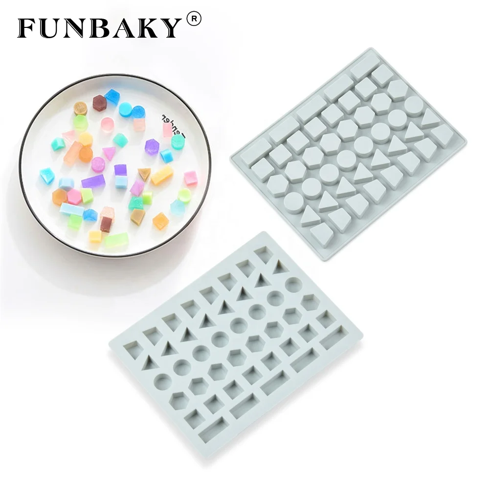 

FUNBAKY JSC3263 Geometric shape triangle circle square rectangle candy mold soft sweet gummy making tools for handmade, Customized color