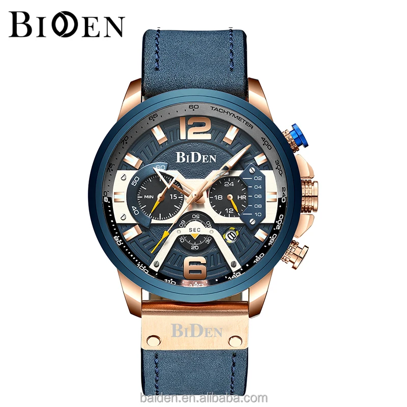 

Fashion gift watches quartz date chronograph leather men watch relojes