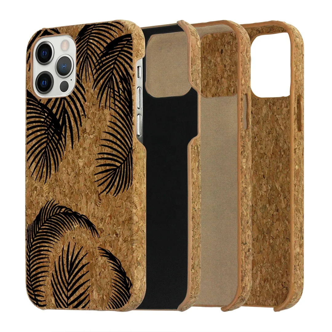 

Eco friendly custom bamboo fiber phonecase recyclable carved logo wooden cell phone cover for iPhone 12 pro cork wood phone case