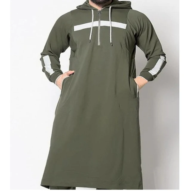 

Hot sale thobe muslim with zipper and size pocket men thobe islamic, Picture color