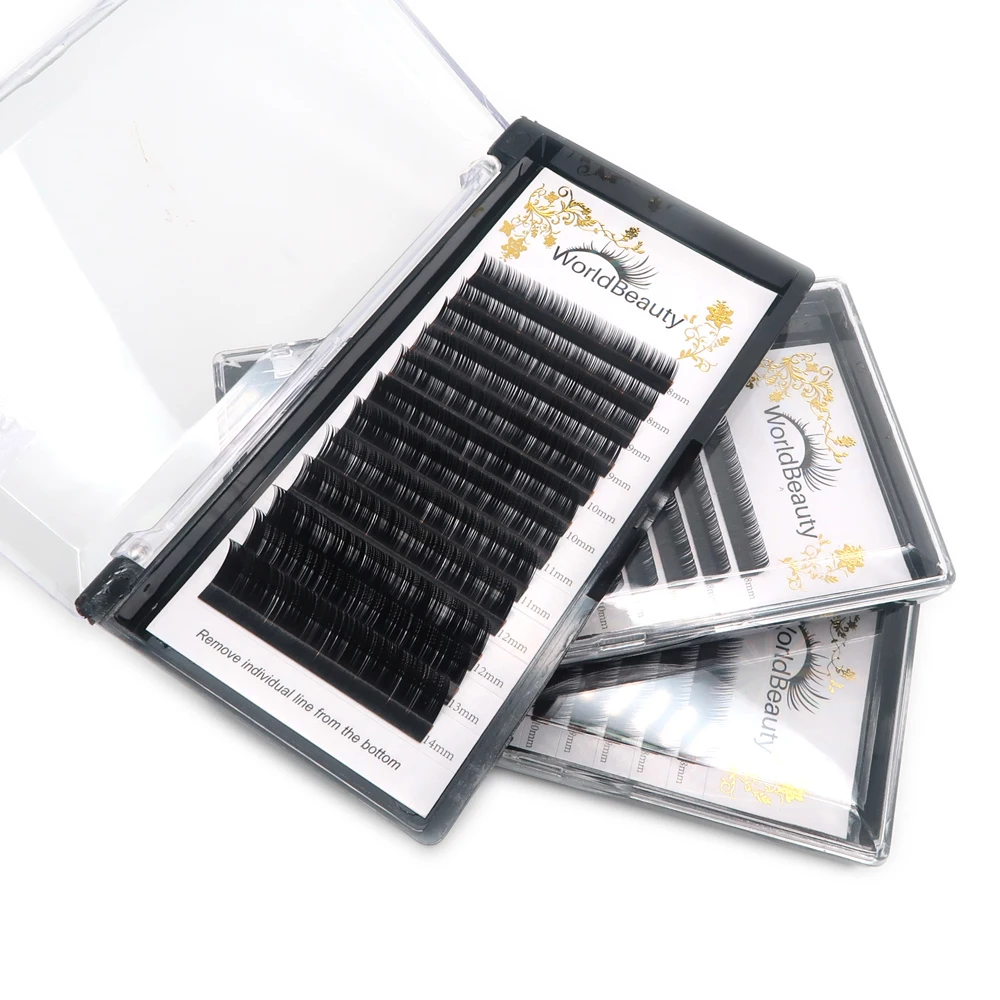 

Worldbeauty Semi-permanent eyelash extensions Faux mink lash kit with custom logo box, Black