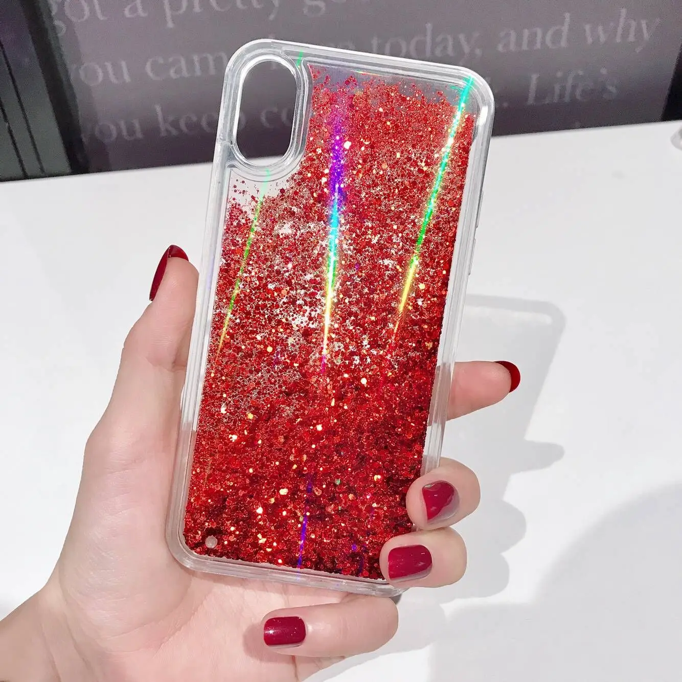 

Free Shipping Colorful Laser Liquid Sand Cell Phone Case for iPhone 12 11 for Huawei Mobile Phone Cover Bags Accessories