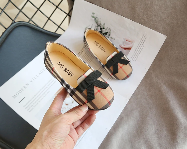 
girl shoes ballerina plaid flat bacy children casual leather kids dress shoes 