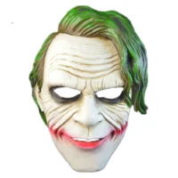 

2019 Joker Mask Movie Joaquin Phoenix Cosplay Horror Scary Clown Mask with Green Hair Wig Halloween Latex Mask Party Costume