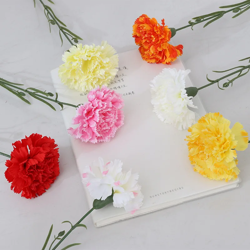Image of SNTL022501 cheap bulk wholesale red pink single head silk carnations flowers for mothers days holiday