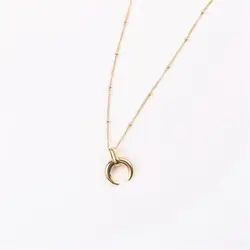 Joolim Jewelry 18K Gold Plated Moon Shape Pendant Necklace Trendy Necklace Wholesale Necklaces Stainless Steel Chains Geometric