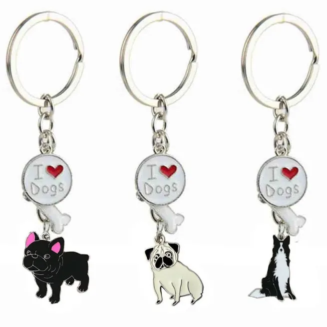 
fashion zine alloy metal cute custom logo dog shape keychain 