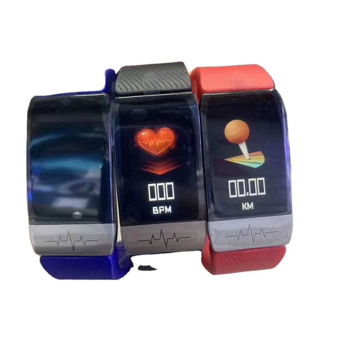 

drop shipping Temperature ECGTracker Bracelet Blood Pressure Heart Rate Monitor Smartband Wristband T1S Sports Fitness Watch, Black sliver gold