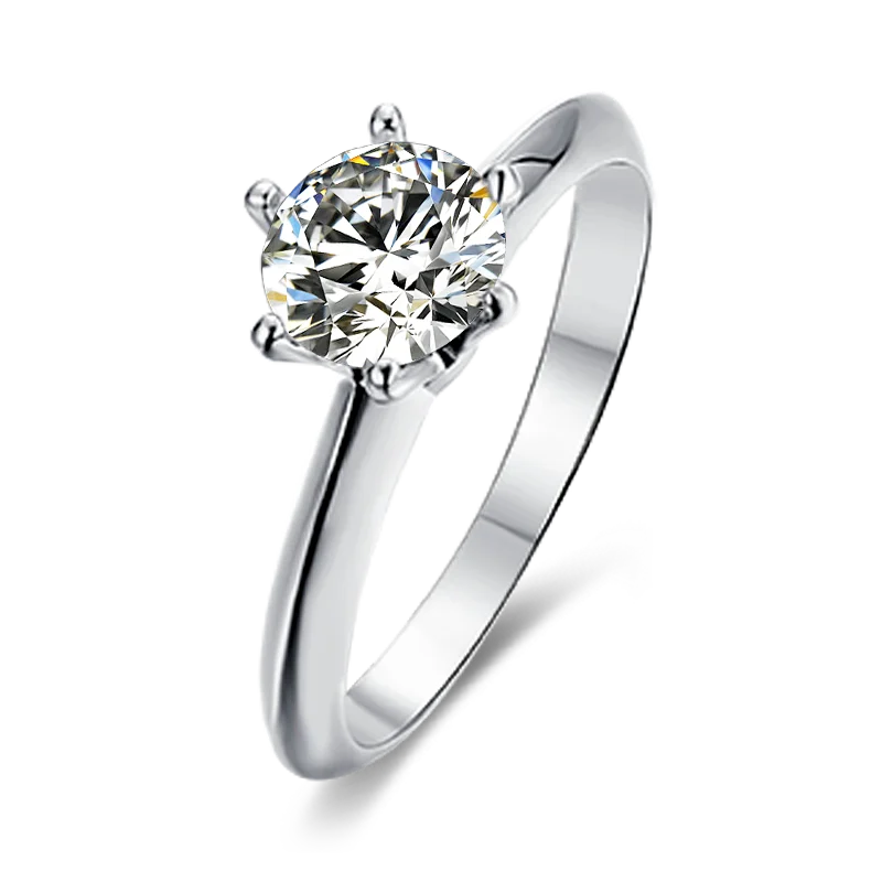 

Thriving Gems 925 sliver finger ring 8mm 2 carat round 925 sterling sliver solitaire moissanite ring