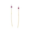 Unique 925 silver gold dangle linear long chain bar natural pearl amethyst stud earrings