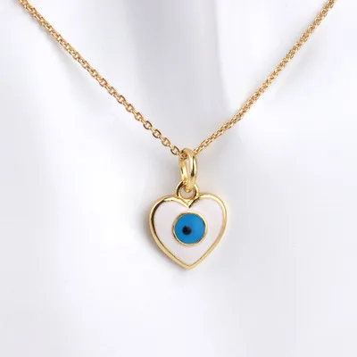 

2021 New Arrival Heart Shape Enamel Evil Eyes Necklaces Colorful Oil Drip Evil Eyes Necklaces for Women