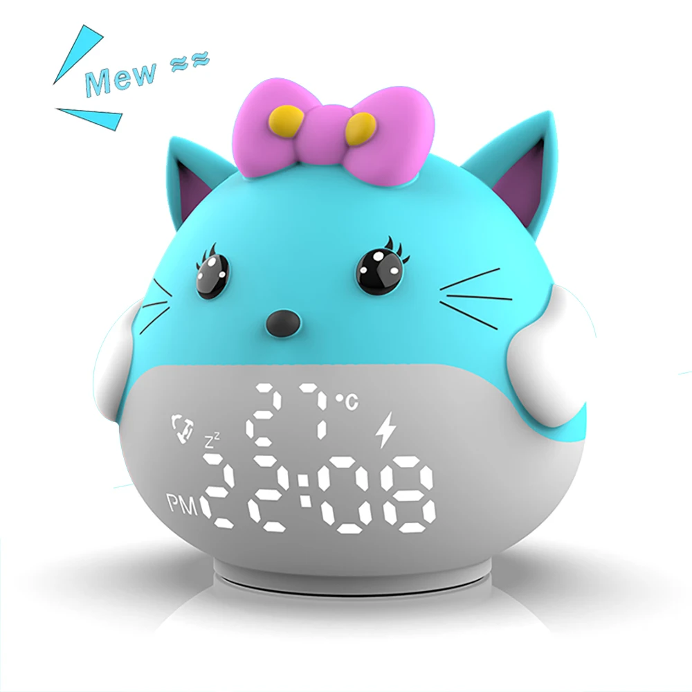 

Animal Alarm Clock Temperature Display New Modern Mini Cartoon Bed Clock Alarm Clock For Children Despertador, White, yellow, blue, pink or customized