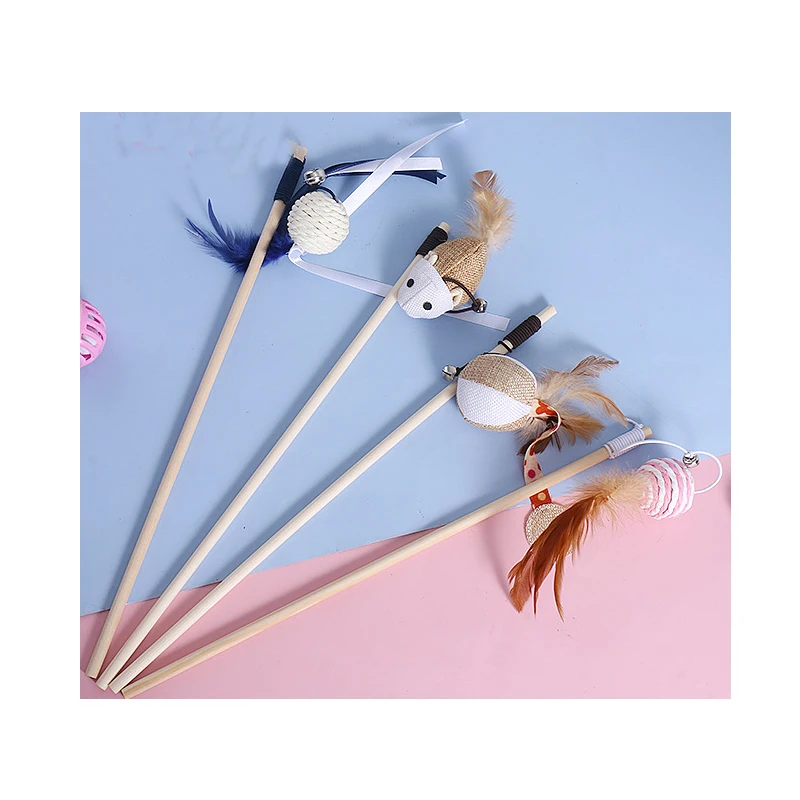 

Factory direct cat toys cat stick Teaser feather Cat Toy Interactive Collection Set