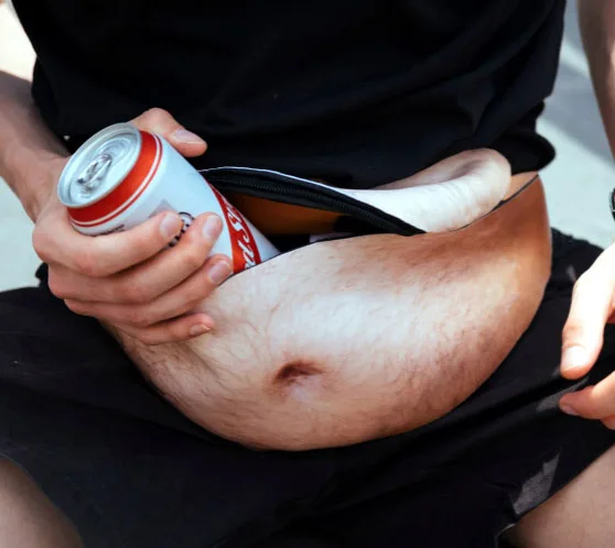 

PU Leather Dad Bag Beer Belly Fanny Pack Unisex Waist Pack Waist Stash with Adjustable Belt, Flesh