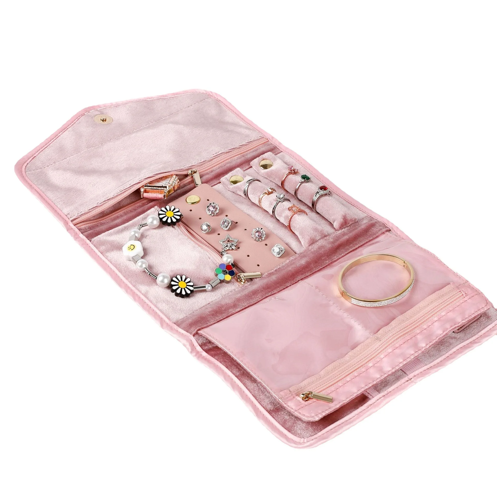 

Travel Jewelry Organizer Roll Foldable Jewelry Case for Journey-Rings Necklaces Jewelry Storage Bag