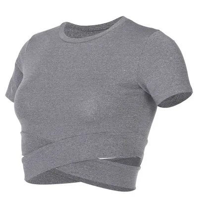 

New design quick Dry fast summer women short sleeve workout crop top shirt, Black,white,grey