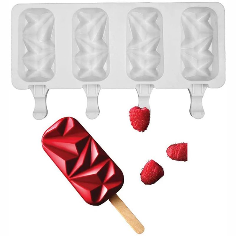 

2021 New Style Diamond Silicone Ice Cream Mold making for Jelly, Candy, Cakesicle,Pudding Mousse Cake Ice mold, White