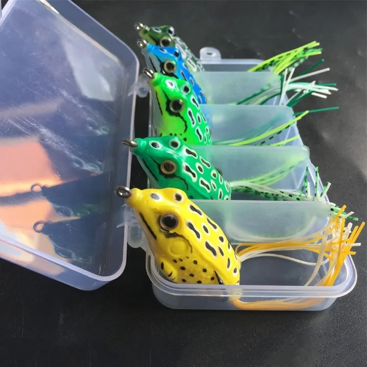 

BUBBLE Fishing Better Quality 5pcs PVC Soft lure 3D Eye Frog Fishing Lure Set, 5 colors