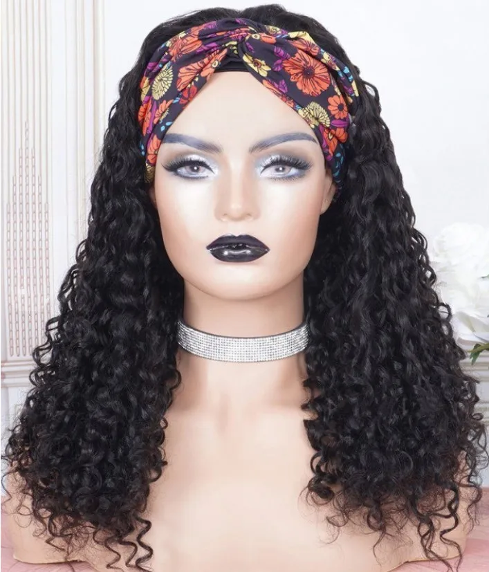 

2021 Wholesale Human hair wigs ladies kinky curly chemical fiber Small Curly Hair Wig Headgear Turban Wig