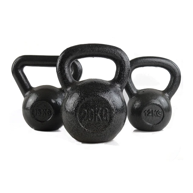 

Premium crossfit portable sports gym powder coat cast iron dipping vinyl kettlebell for bodybuilding, Black