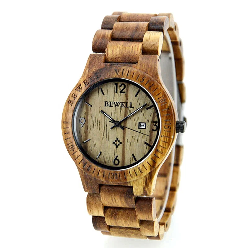 

Amazon exclusively Bewell zebrawood oem wholesale for couples wood watch, Natural