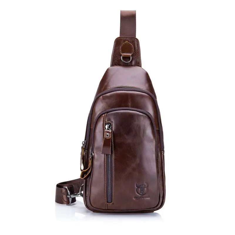 

Wholesale Dropshipping High Quality Vintage Bullcaptain Genuine Leather Men's Crossbody Chest Bag