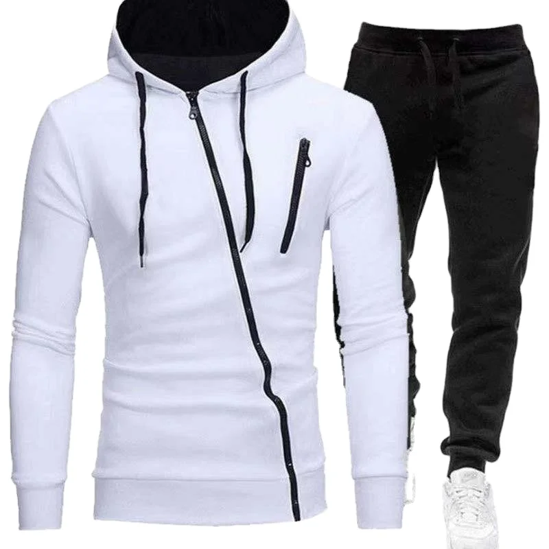 

Manufacturer wholesale fashion men's casual sports hooded sweater zipper men's jacket sweater set