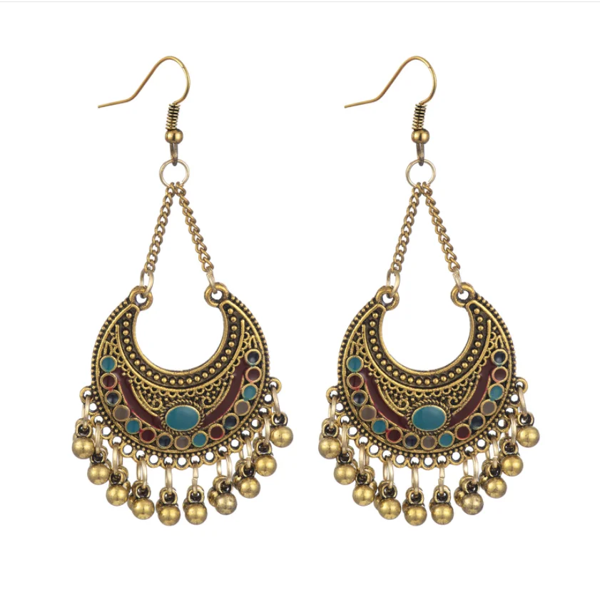 

Foreign trade European and American characteristic jewelry ethnic minority African performances Indian style earrings