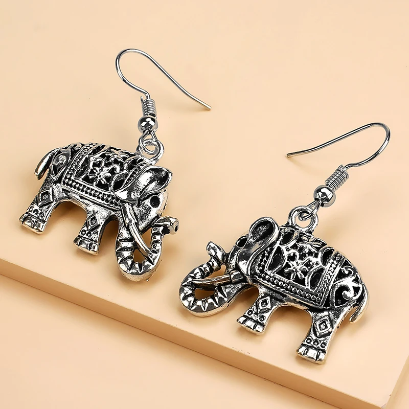 

New Arrival Fashion Retro Charming Elephant Hook Earrings For Women Bijoux Jewelry Wholesale Christmas Gift