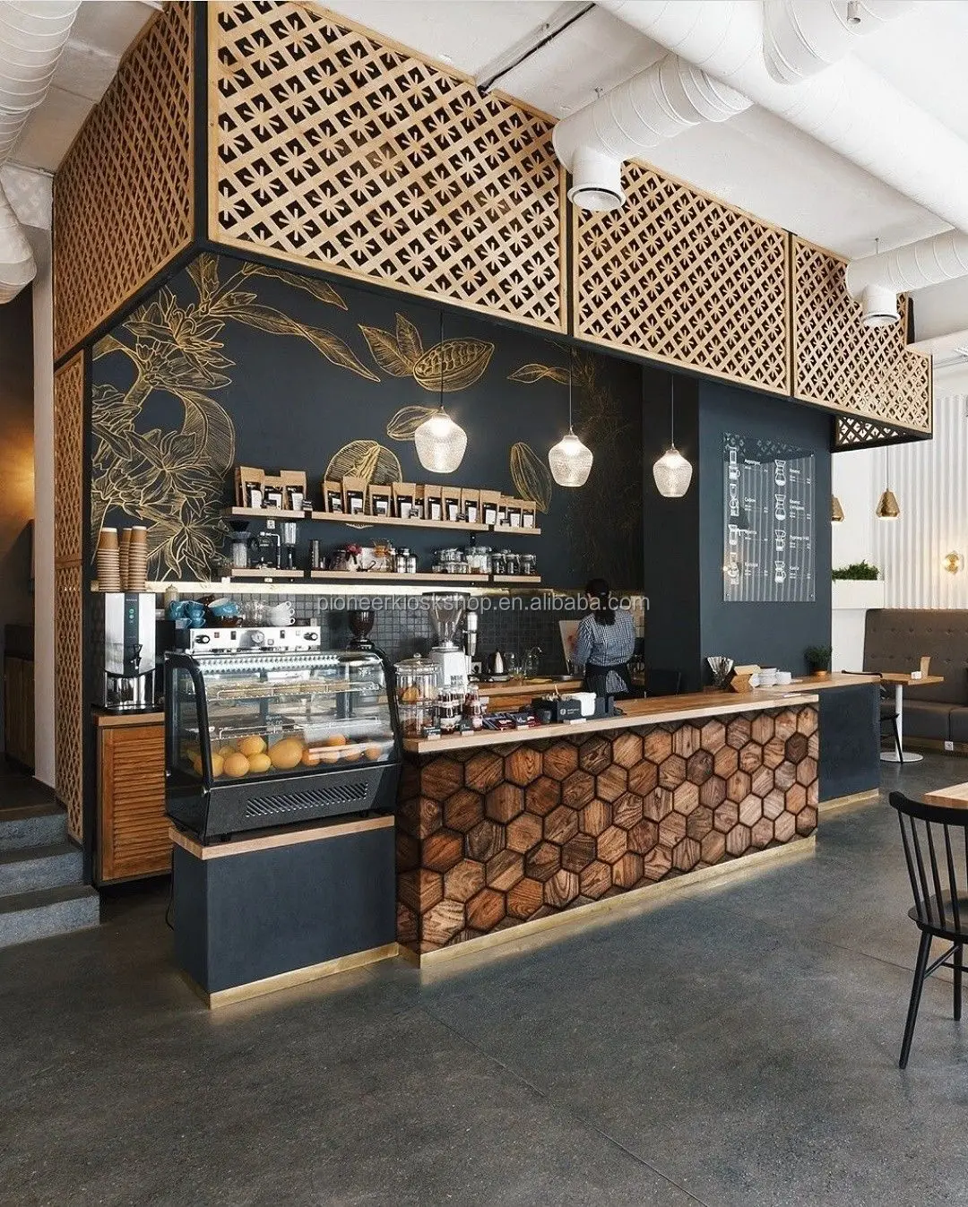 Customized Coffee Bar Counter Design For Commercial Use In Restaurants 