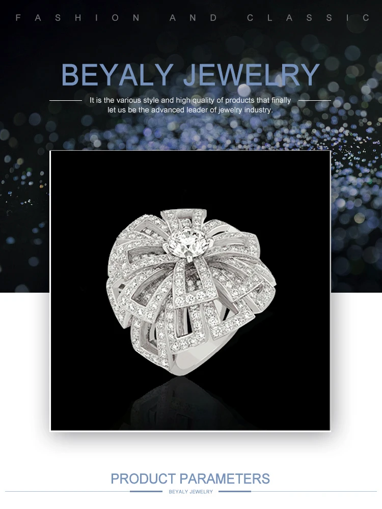 product-Flower Design Men Women Sterling Silver 925 Engagement Rings-BEYALY-img