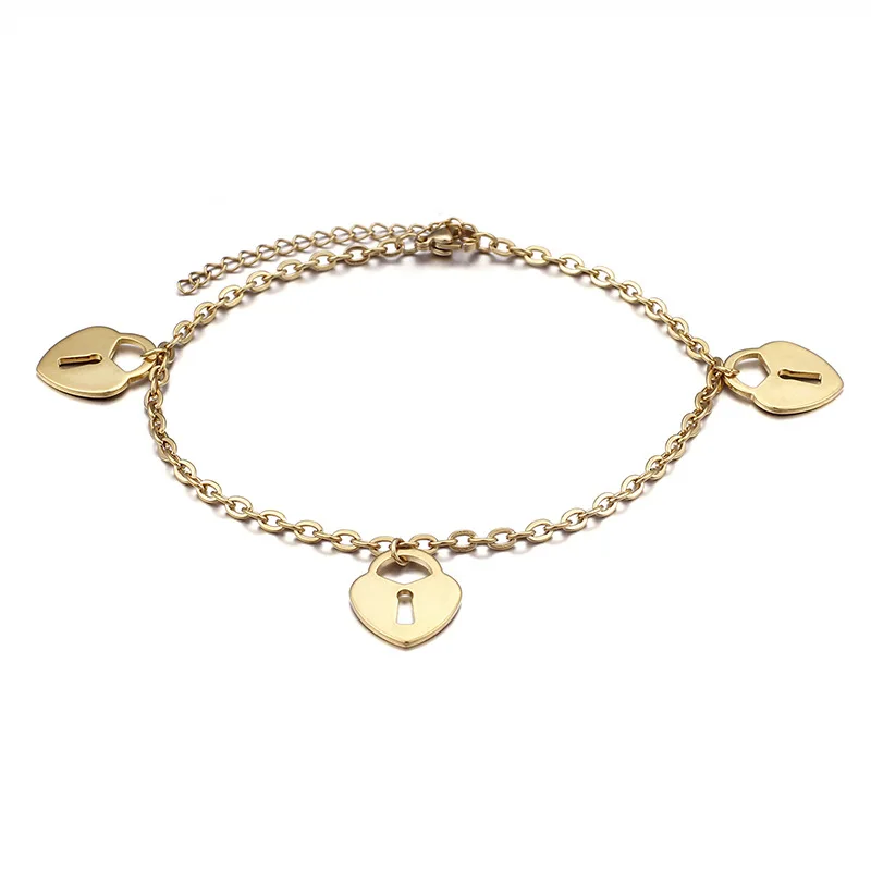 

Foot Jewelry Lock Heart Anklet Stainless Steel Key to My Heart Anklet Valentines Day Gifts