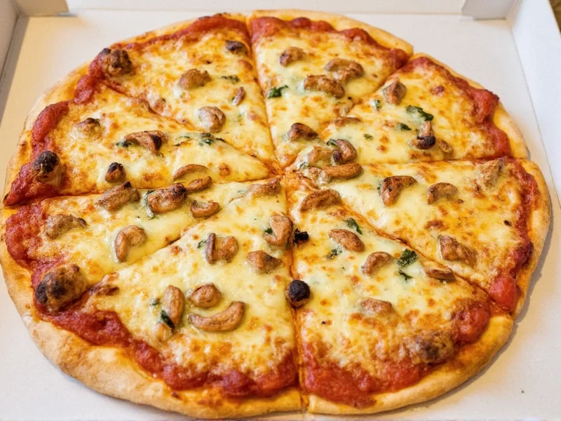 Finished yeast-free pizza with melted cheese and toppings