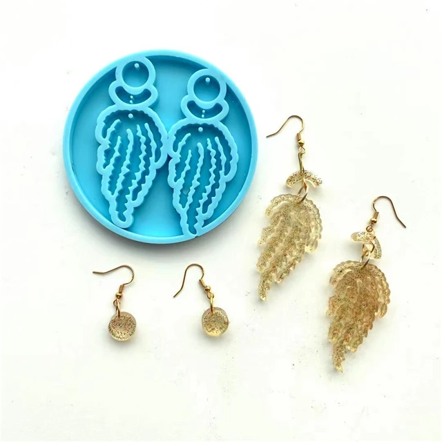 

J134 Free Sample DIY Shiny Resin Beauty Pendant Mould Leaf Flower Silicone Earring Molds