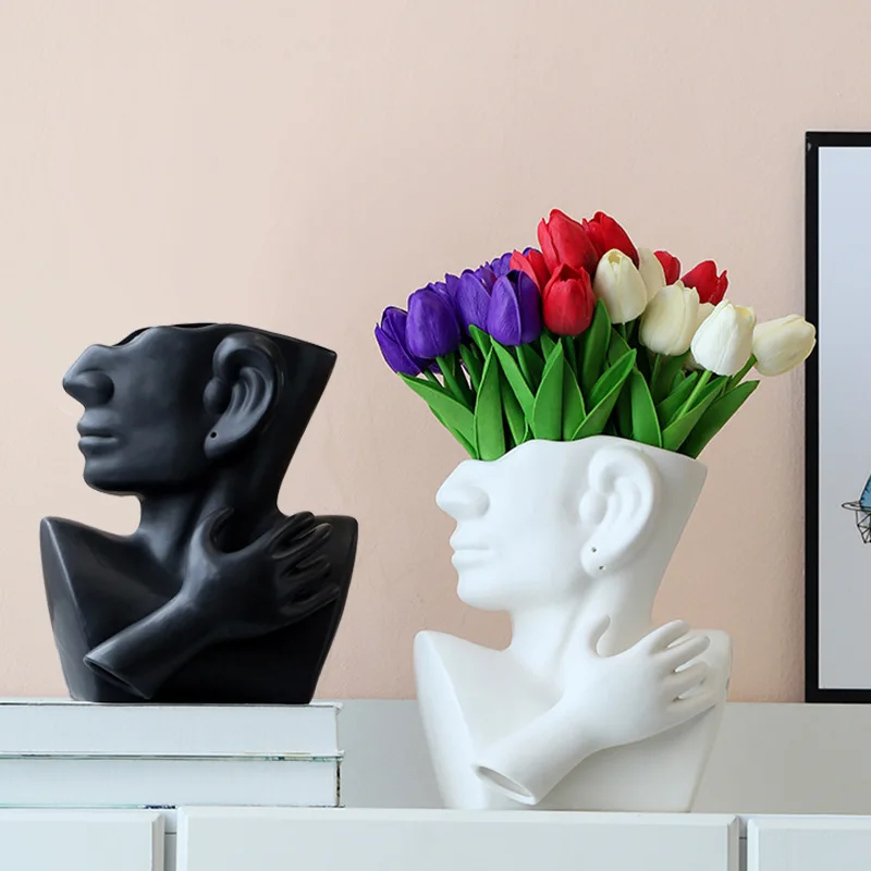 

Nordic Minimalist Simulation Human Body Vase Ceramic Desktop Plant Flower Pots Vase Stand