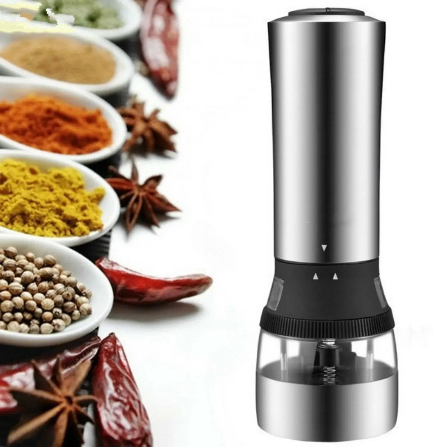 
2in1 Electric Salt and Pepper Grinder set gravity activated salt mills Battery Operated Automatic Pepper Mill 