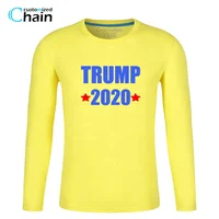 

men's long sleeve o-neck tshirt 100% cotton tshirts 180 grams New Men round Tee Shirt Custom logo trump election Tshirts