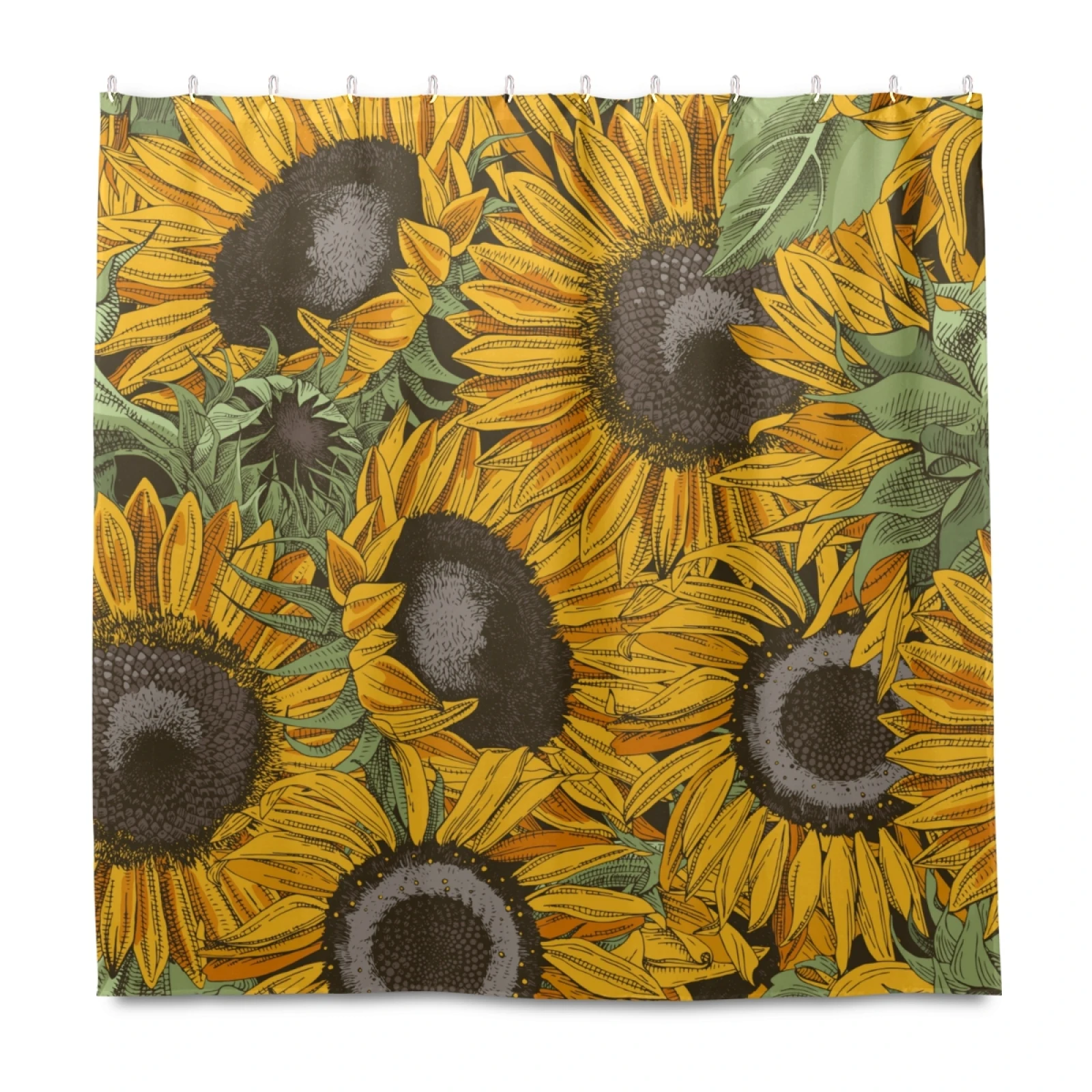 

Wholesale Full Color Printing customs waterproof shower curtain sunflower patterns  bath products, Customized color