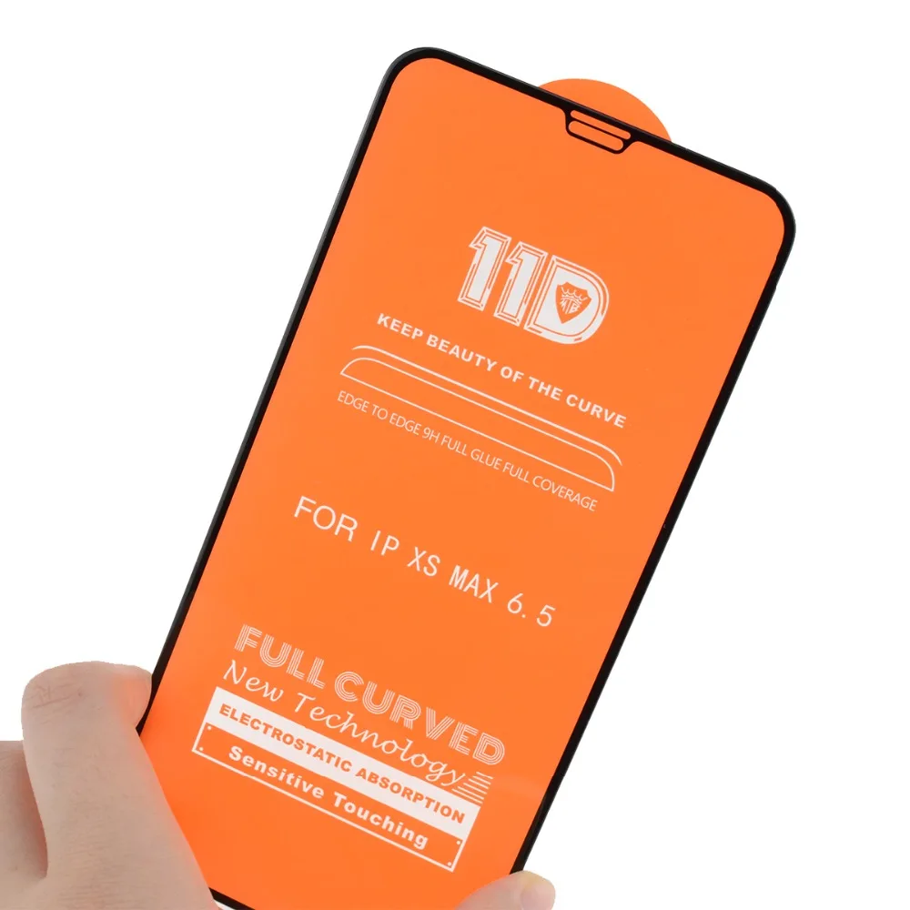 

11D Full Cover Tempered Glass For iPhone 11 Pro Max/11 Pro/11 Screen Protector For iPhoneX/XS/XR/XS Max Protective Film, Black