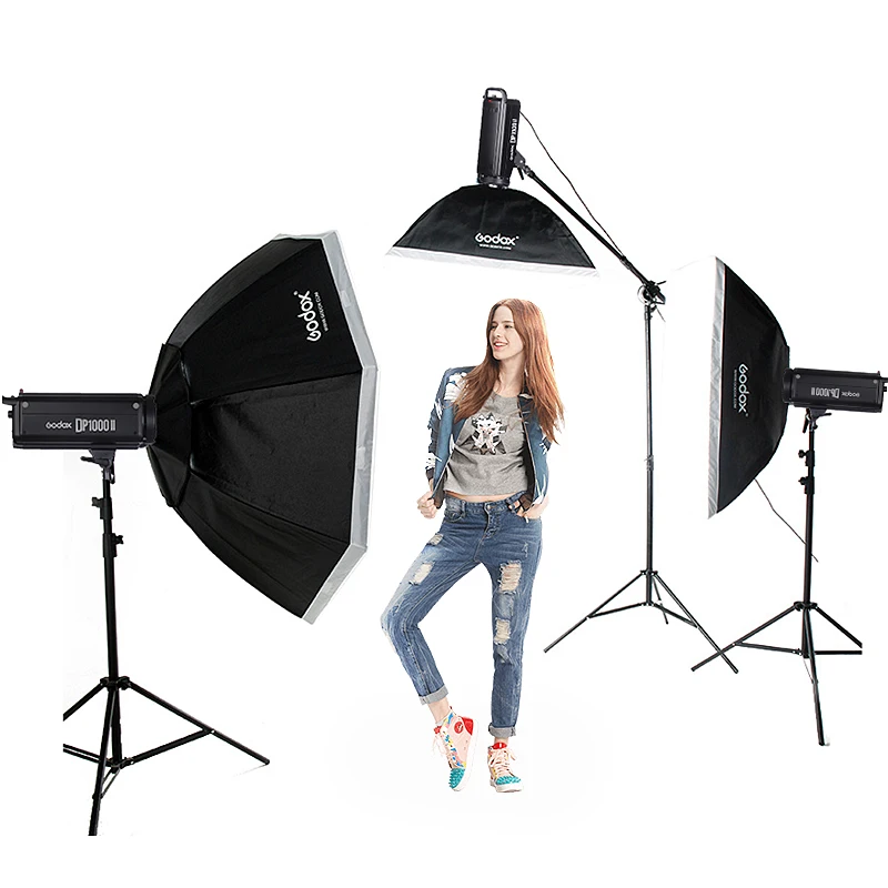 

professional Godox DP1000II 2X 1000Ws Photo Flash Lighting kit Softbox Light Stand studio photography equipment