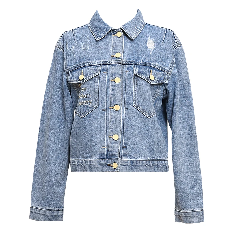 

Shunvfang 2021 new fashion women's jacket long-sleeved denim jacket ladies jacket